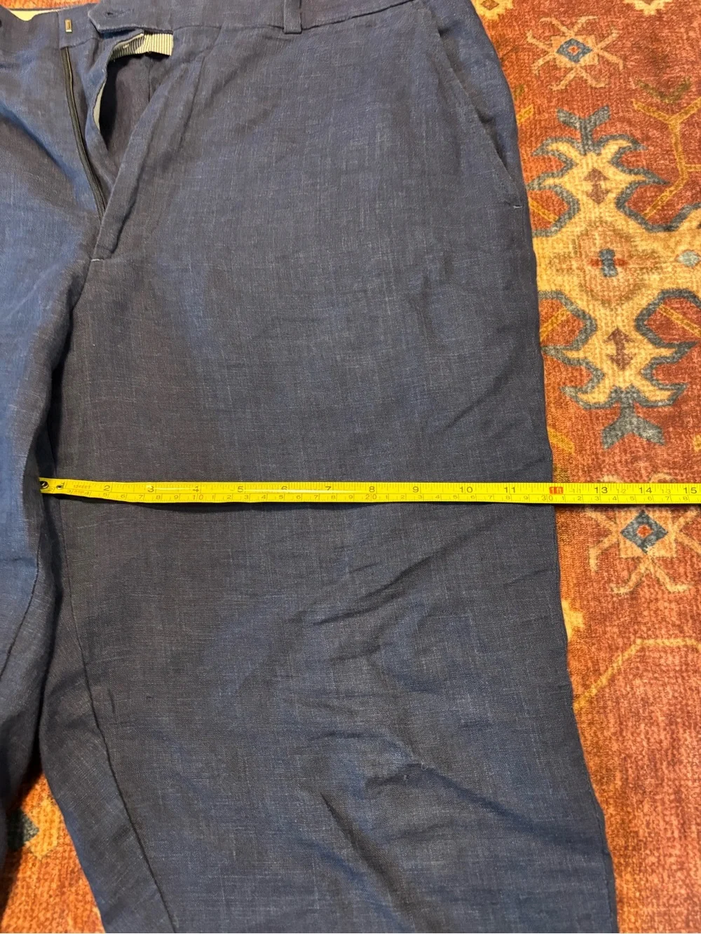 Haspel Pants Mens 34x27 100% Linen Blue Straight Leg Casual Pants Baggy